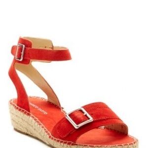 Franco Sarto Women's Red Suede Wedge Espadrille Sandals